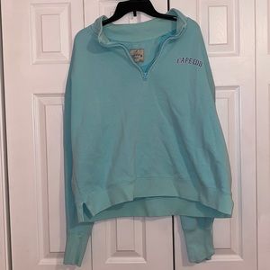 Cuffy’s Ladies V-Neck w/ Zipper Light Blue Sweatshirt